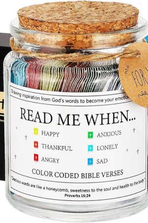 Bible Verse Jar,Scripture Prayer Cards Holy Read Me When Bible Verses Jar,Church Graduation Baptisms Confirmation Christian Gifts for Women Men Teen,Inspirational Birthday Gifts for Women Mom Friends