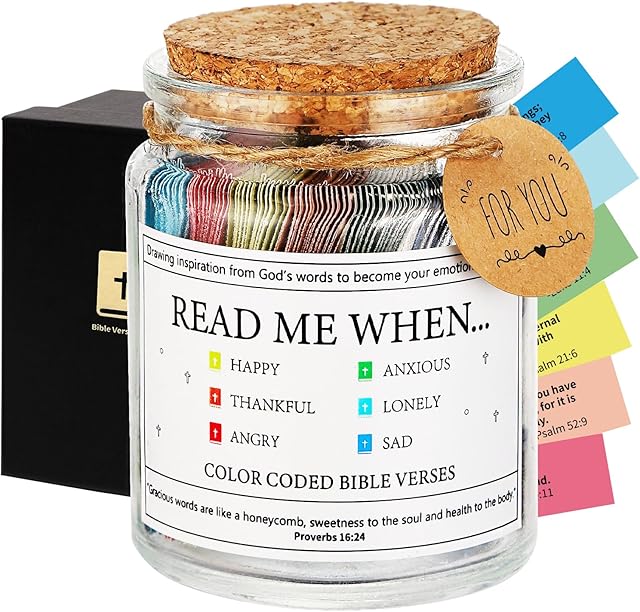 Bible Verse Jar,Scripture Prayer Cards Holy Read Me When Bible Verses Jar,Church Graduation Baptisms Confirmation Christian Gifts for Women Men Teen,Inspirational Birthday Gifts for Women Mom Friends