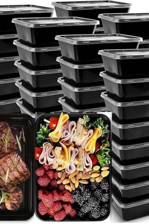 50-Pack Meal Prep Containers, 26 OZ Microwavable Reusable Food Containers with Lids for Food Prepping, Disposable Lunch Boxes, Plastic Food Boxes- Stackable, Freezer Dishwasher Healthy