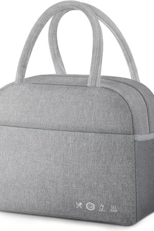 DALINDA Lunch Bag Lunch Box for Women Men Reusable Insulated Cooler Lunch Tote Bags, Leakproof Cute LunchBag Large Capacity for Work Travel Picnic,Grey