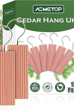 ACMETOP 15 Pack Cedar Hang Ups, 100% Natural Cedar Blocks for Clothes Storage, Aromatic Cedar Balls Hangers, Storage Accessories Closets & Drawers