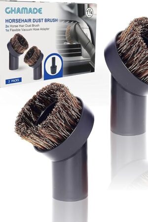 1.25'' Shop Vacuum Dust Brush Attachment with 25mm Horse Hair (2PCS) - Round Dust Brush Soft Bristle for Furniture, Blinds, Car, Wood, Electronics - 1.25 inch (32mm) Vacuum Accessories