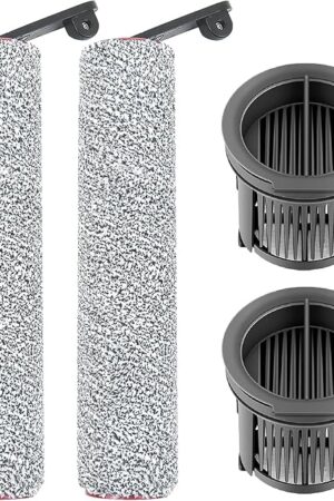 Brush Rollers and Filters Replacement Parts Compatible with Dreame H14/ H14 Pro Wet Dry Vacuum Cleaner (2 Roller Brushes, 2 Hepa Filter)