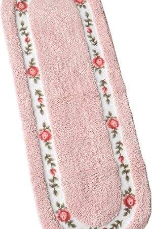 Beautiful Rose Flower Area Rugs for Living Room Bedroom Bathroom Rugs Bath Mat Super Soft Non Slip Absorbent Floral Style Nice Pink 17.71 x 49.21 Inch