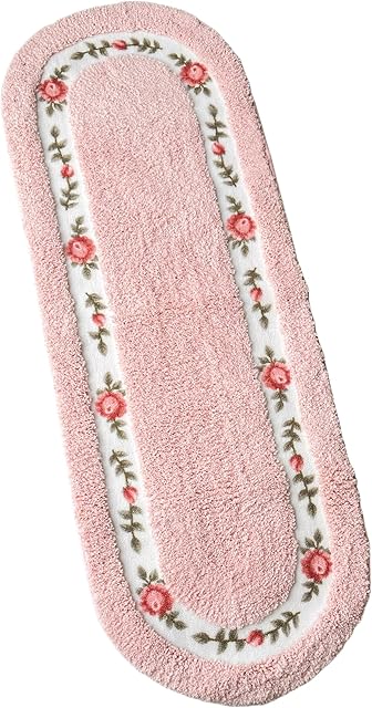 Beautiful Rose Flower Area Rugs for Living Room Bedroom Bathroom Rugs Bath Mat Super Soft Non Slip Absorbent Floral Style Nice Pink 17.71 x 49.21 Inch