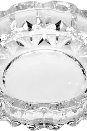 Deli Green Apple Crystal Heavy Glass Ashtray for Indoor and Outdoor Decorative (Round)