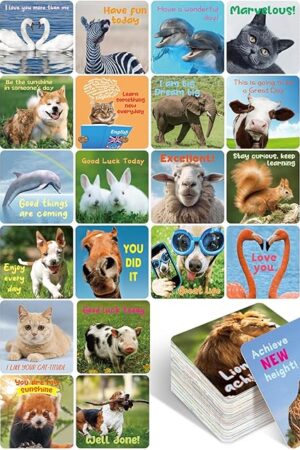 ceiba tree 80PCS Motivational Lunch Box Notes for Kids Cute Animals Design Inspirational Lunchbox Cards Lunch Box Notes for Boys Girls Teens from Mum School Gifts