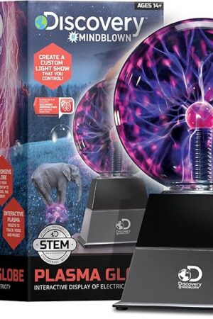 Discovery #MINDBLOWN Plasma Globe Lamp, Touch & Sound Sensitive Lightning, Interactive Electric Plasma Ball for Hands-On STEM Learning, Plug-in Bedroom & Desktop Decorative lamp