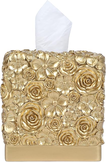 Hymmah Modern Square Tissue Box Cover Holder,Bathroom Accessories Decor Unique Design Tissue Box Cover for Bathroom Vanity Counter Tops Also Great for Bedrooms and Living Rooms