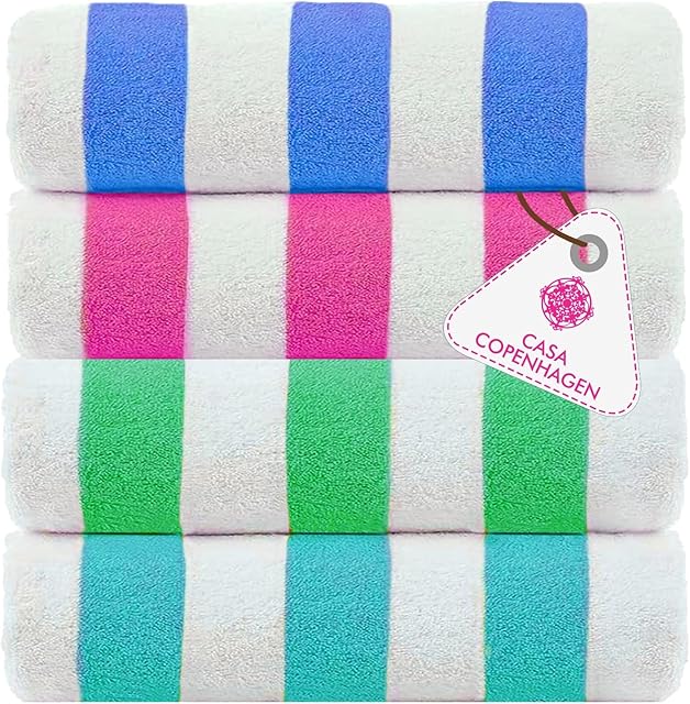 CASA COPENHAGEN Cabana Beach Towels Quick Dry Rough and Tough Beach Bath Towels Set