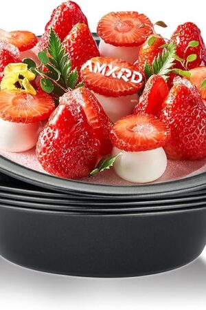 5 inch Mini Pie Pans, 5-Piece Small Round Cake Pan, Reusable Nonstick Carbon Steel Pie Tins for Oven and Instant Pot Baking