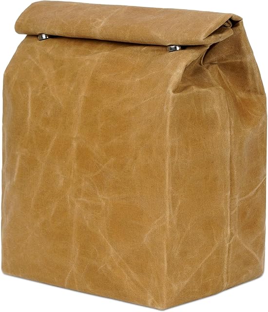 ECHSRT Waxed Canvas Lunch Bag, Vintage Reusable Lunch Box for Men & Women, Waterproof Leakproof Insulated Sack for Work, Office, Picnic