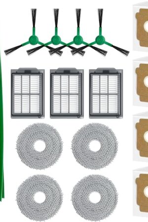 16PCS Replacement Kits for iRobot Roomba Plus 505 Combo & 405 Combo Vacuum Cleaner, Accessories Parts with 1 Main Brush, 3 HEPA Filter, 4 Side Brushes, 4 Dust Bag, 4 Mop Cloths