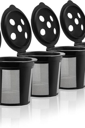 4 Reusable K Cups for Keurig K Supreme, K Supreme Plus, K Slim with Multistream Technology, K-Duo Hot & Iced - 4 Black Refillable Kcups Coffee Filters for Keurig Coffee Makers