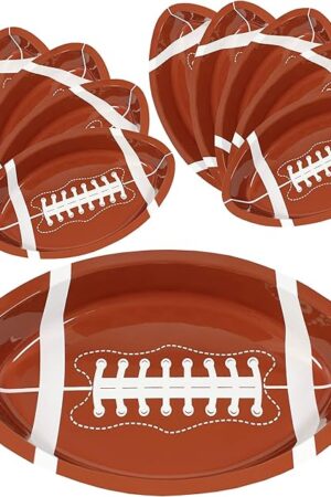 Anapoliz Football Serving Trays | 10 Pcs Plastic Football Snack Trays | Game Day Football Serveware | Tailgate Party Serving Platter | Football Party Decorations | Reusable Big Game Chip Trays