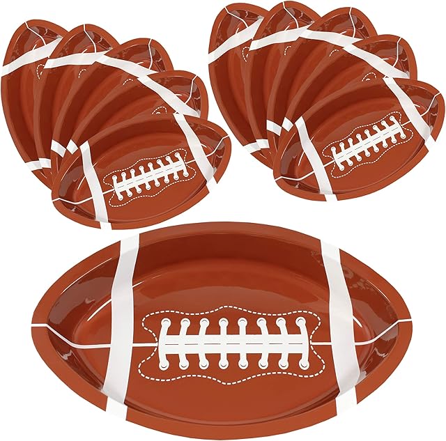 Anapoliz Football Serving Trays | 10 Pcs Plastic Football Snack Trays | Game Day Football Serveware | Tailgate Party Serving Platter | Football Party Decorations | Reusable Big Game Chip Trays