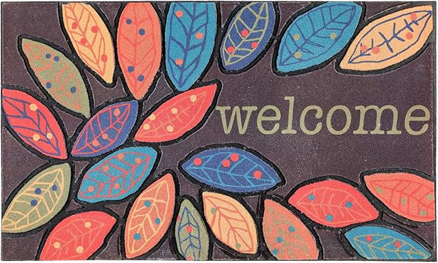 CHICHIC Door Mat Front Door Mat 17x 30 Inch Outdoors Rubber Back Leaves