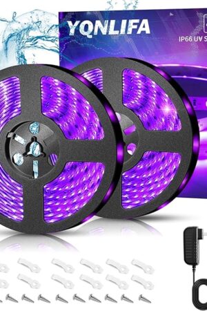 Waterproof 40Ft Black Light Strip, IP65 Black Light Fixtures Kit, 720 LED Strip with 12V Power Supply for Outdoor Indoor Halloween Glow Neon Party Resin Curing Display Cabinet Posters Boat