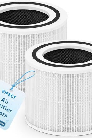 2 Pack Core 300 Replacement Filter for LEVOIT Core 300 Core300-P Core 300S Core 300S/P VortexAir Air Purifier, Core 300-RF, 3-in-1 H13 Grate True HEPA Activated Carbon, White, Core 300-P