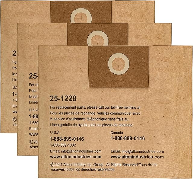 3 Pack STANLEY Disposable Filter Bag 25-1228, for 1-3.5 Gallon Wet/Dry Vacuum, Dust Bag Compatible with STANLEY SL18136