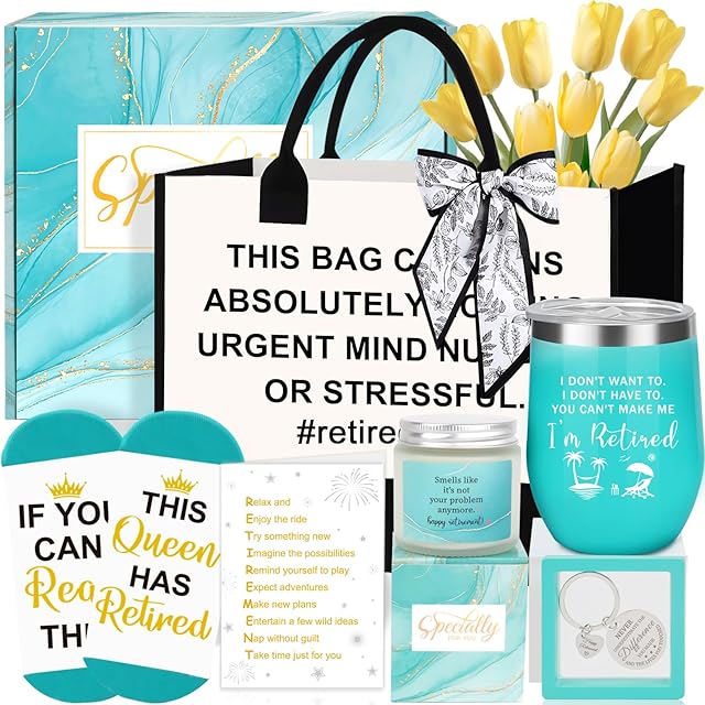 Retirement Gift for Woman 2025, Happy Retirement Gifts for Women Retirees Teachers Nurses Boss Friends Mom Grandma, Coworkers Farewell Leaving Going Away Gift with Canvas Tote Bag