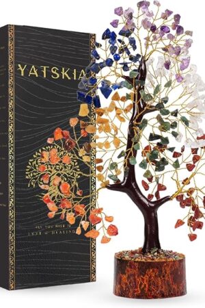 YATSKIA Chakra Crystal Tree - Handmade Healing Crystal Trees with 7 Chakra Stones - Decorative Tree of Life for Meditation, Feng Shui, and Home Decor - Unique Birthday Gifts for Women