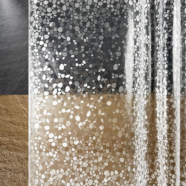 Clear Plastic Shower Curtain Liner - PEVA Waterproof Lightweight Bathroom Shower Liner with 3D Pebble Design, Standard Size 70x72 Inches (Pack of 1)