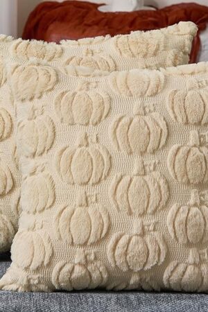 DFXSZ Fall Pillow Covers 18x18 Set of 2 Fall Decorations Autumn Beige Big Pumpkin Throw Pillow Cases Soft Plush Faux Fur Wool Couch Cushion Case for Chair Sofa Living Room Home Decor PTK047A18