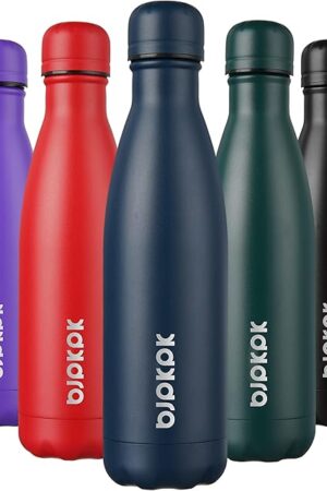 BJPKPK 17oz Insulated Stainless Steel Water Bottles,Sports Water Bottles Keep Cold for 24 Hours and Hot for 12 Hours,BPA Free for Travel,Navy blue