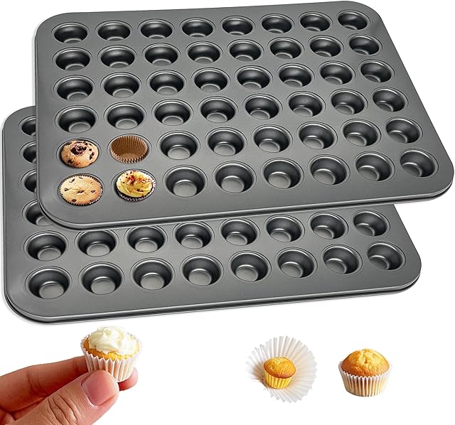 2 Pack Mini Muffin Pan,Nonstick Small Cupcake Pan,48 Cups Steel Muffin Tin,Cup Cake Pans for Baking Dishwasher Safe and Easy to Clean