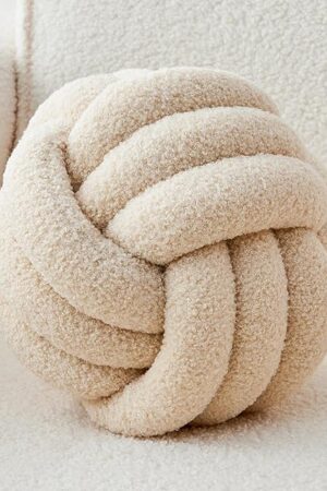 Decorative Throw Knot Pillow Ball for Home Chair Sofa Couch Bed Aesthetic Round Decor Pillows Lambswool Knotted Pillow Cushion (Beige, 8inches)