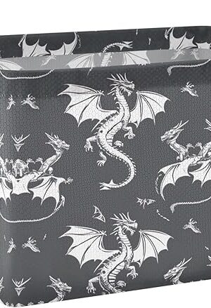 YETTASBIN Dragon Storage Basket 1 Pack, 32L Large Collapsible Toys Clothes Organizer, Waterproof Closet Storage Bin with Handle for Shelves Laundry Bathroom Home Office Decor