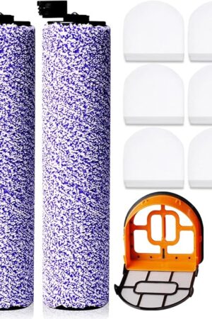 9 Pack Replacement Roller Brush and Foam Filters Kit Compatible with Shark WD101,AW302,WD201, WD161 WD261 AW261 Hydrovac XL 3-in-1 Vacuum Cleaner, Cordless Pro XL Vacuum Accessories