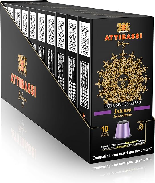 Attibassi Intenso – 100 Espresso Capsules – Compatible with Original Line Machines – Strong Italian Roast – Full-Bodied Flavor – Made in Italy