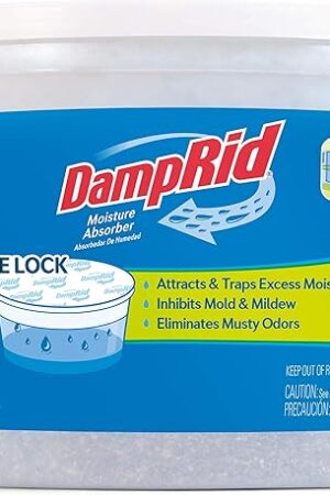 DampRid Moisture Absorber Hi-Capacity Bucket, 4 lb., Fragrance Free, For Fresher, Cleaner Air in Large Spaces, Lasts Up To 6 Months, No Electricity Required