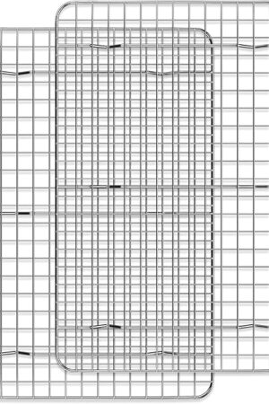Cooling Rack for Baking 2-Pack, 15 x 10 Inches Baking Rack, Stainless Steel Wire Cookie Rack Fits Jelly Roll Sheet Pan, Oven Safe for Cooking, Roasting, Grilling