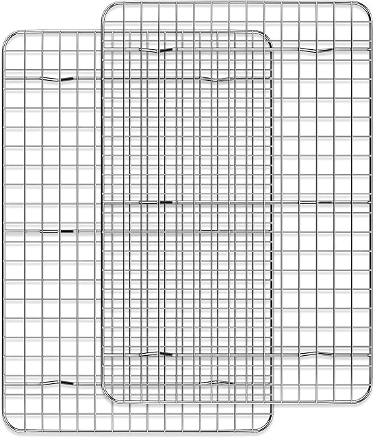 Cooling Rack for Baking 2-Pack, 15 x 10 Inches Baking Rack, Stainless Steel Wire Cookie Rack Fits Jelly Roll Sheet Pan, Oven Safe for Cooking, Roasting, Grilling