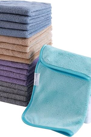 Cosy Family 24 Pack Soft Washcloths Set 12 x 12 inches Coral Velvet Fingertip Towel