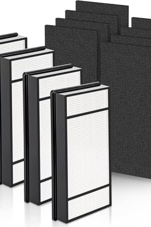 4*HEPA Filters+8*Carbon Filter, Compatible with Honeywell H Filter, True H13 HEPA Replacement Filters H Compatible with HRF-H1 HRF-H2, Fits Model HPA050, HPA150, HPA060, HPA160, HHT055, HHT155