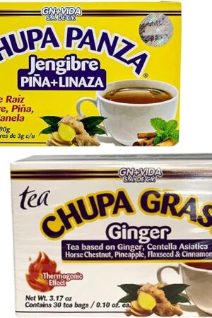 2 Pack Improved Formula Tea CHUPA GRASS & PANZA - Tea Based Ginger, Gotu Kola & Cinammon, Pineapple Jengibre (30 Tea Bags/0.10 oz Each)