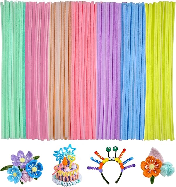 The Pipe Cleaners, 200PCS Chenille Stems, Multi-Color Pipe Cleaners Craft, Fuzzy Sticks Craft Supplies, Arts and Crafts for Creative Handmade DIY Project Decorations(7 Macaron Colors