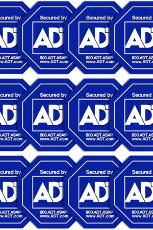ADT Stickers, 12 Pack ADT Security Stickers, HD Printed Waterproof Security Decals for Home Windows Door