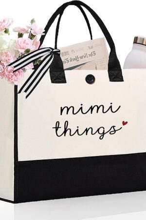 Craftique Grandma/Mimi/Nana Gifts -Unique Practical Tote Bag- Birthday Gifts for Mimi/Nana/Grandma, 17" x 6.7" x 12.5"