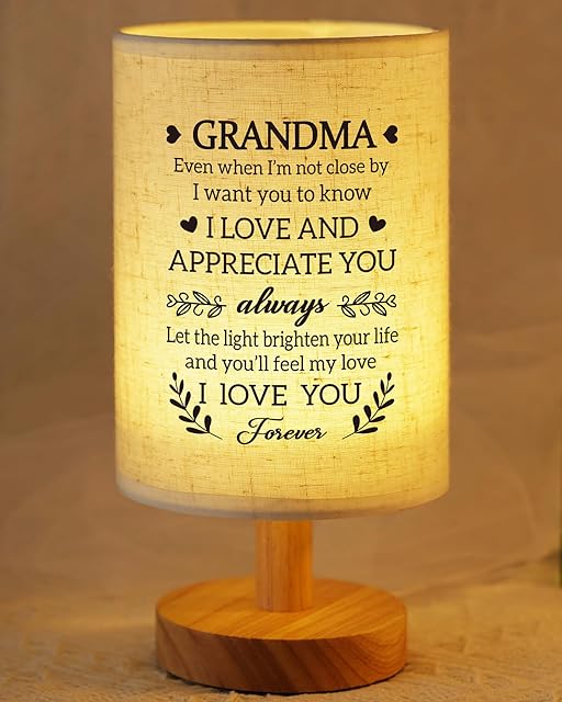 Birthday Gifts for Grandma from Grandkids, to My Grandma Fabric Bedside Table Lamp Presents, Valentines Mothers Day Christmas Gifts for Grandma Grandmother