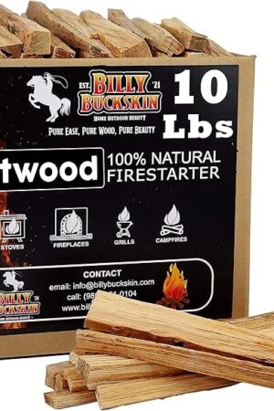 10lb Fatwood Fire Starter Sticks | 100% Natural Fire Starters for Campfires, Firepit, Fireplaces, BBQ, Wood Stoves | Easy Ignition w/Just 2 Sticks | Camping Essentials by Billy Buckskin (10lb Box)