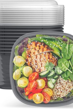 Bentgo Prep - 1-Compartment Bowls with Custom Fit Lids - Reusable, Microwaveable, Durable BPA-Free, Freezer and Dishwasher Safe Meal Prep Food Storage Containers - 10 Bowls & 10 Lids (Graphite)