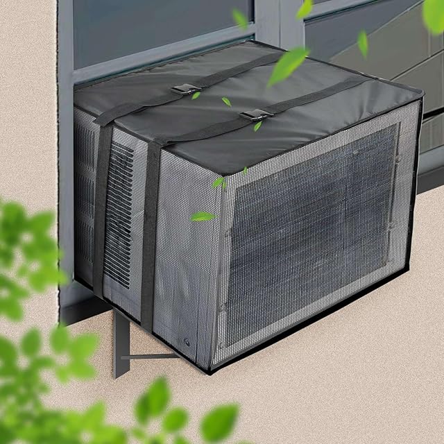 Demao Mesh Air Conditioner Cover, 21" W × 15.8" D × 15" H Ventilated Window Air Conditioner Mesh Cover for Outside AC Unit Protection, Bugs Rain Dirt Resistant Sturdy AC Covers