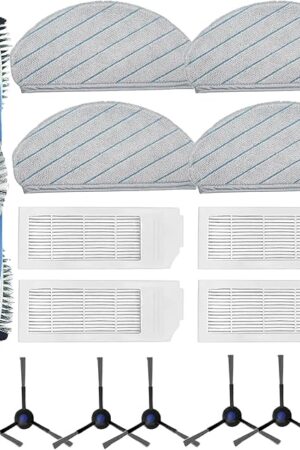 Accessories for ECOVACS DEEBOT N20 Plus, N20 Pro Plus, for Yeedi C12 Pro Plus, C12 Vacuum Cleaner, 1 Main Brush, 4 Filters, 4 Mop Pads, 6 Side Brushes, N20 Plus Replacement Part Kit Attachment