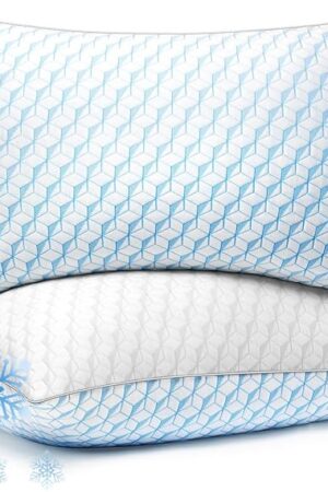 Cooling Bed Pillows Queen Size - Premium Down Alternative Pillows Set of 2 for Side, Back, and Stomach Sleepers - Hotel Quality Fluffy Soft Microfiber Fill Breathable Skin-Friendly