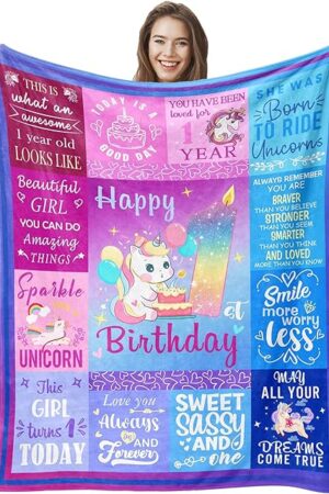 1 Year Old Girl Birthday Gift Blanket 50"X40"